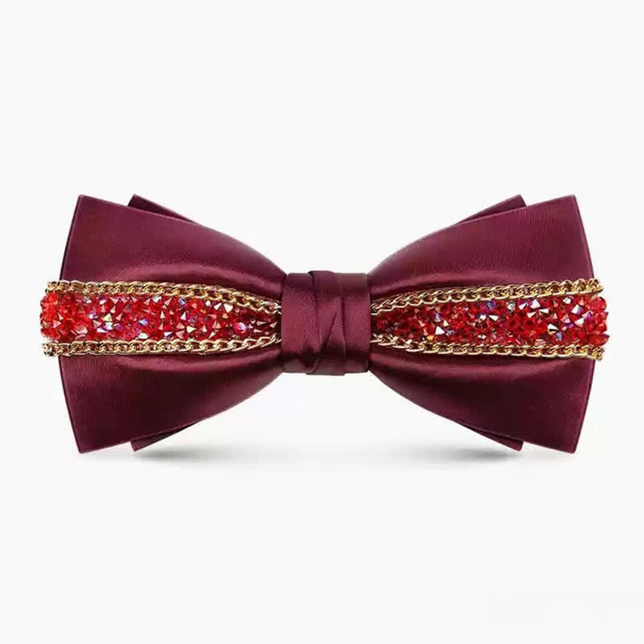 Nœud papillon luxueux en métal et strass scintillants pour homme