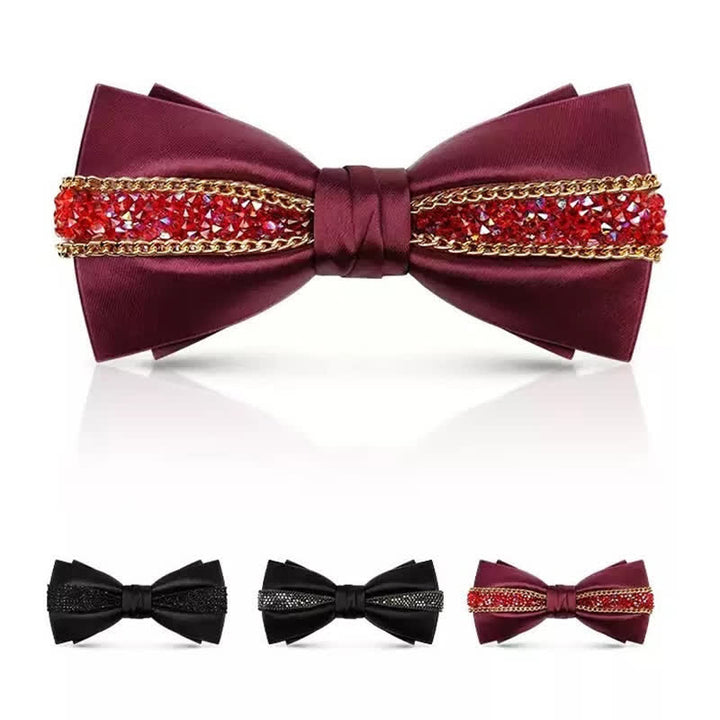 Nœud papillon luxueux en métal et strass scintillants pour homme