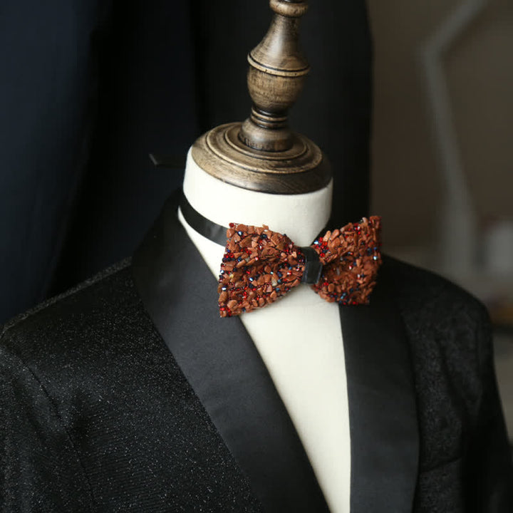 Nœud papillon multicolore pour homme avec pierres et cristaux