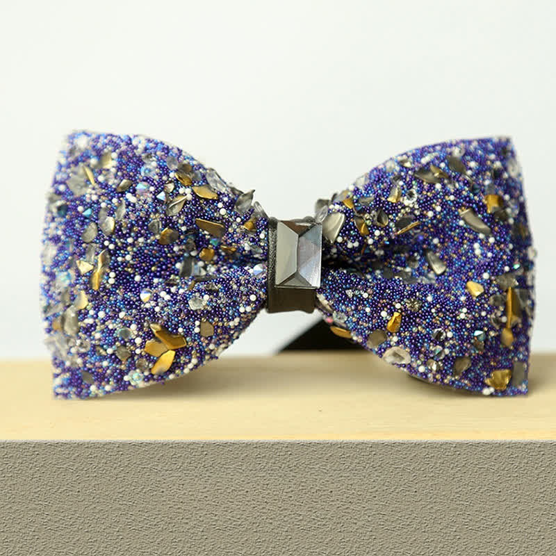 Nœud papillon multicolore pour homme avec pierres et cristaux