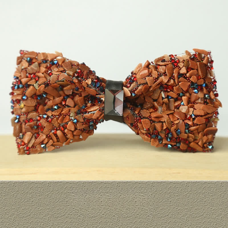 Nœud papillon multicolore pour homme avec pierres et cristaux