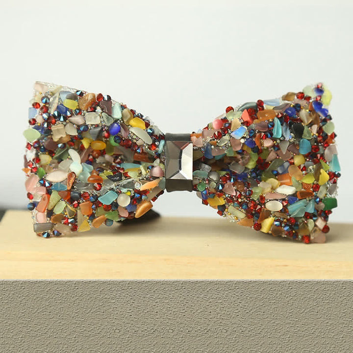 Nœud papillon multicolore pour homme avec pierres et cristaux