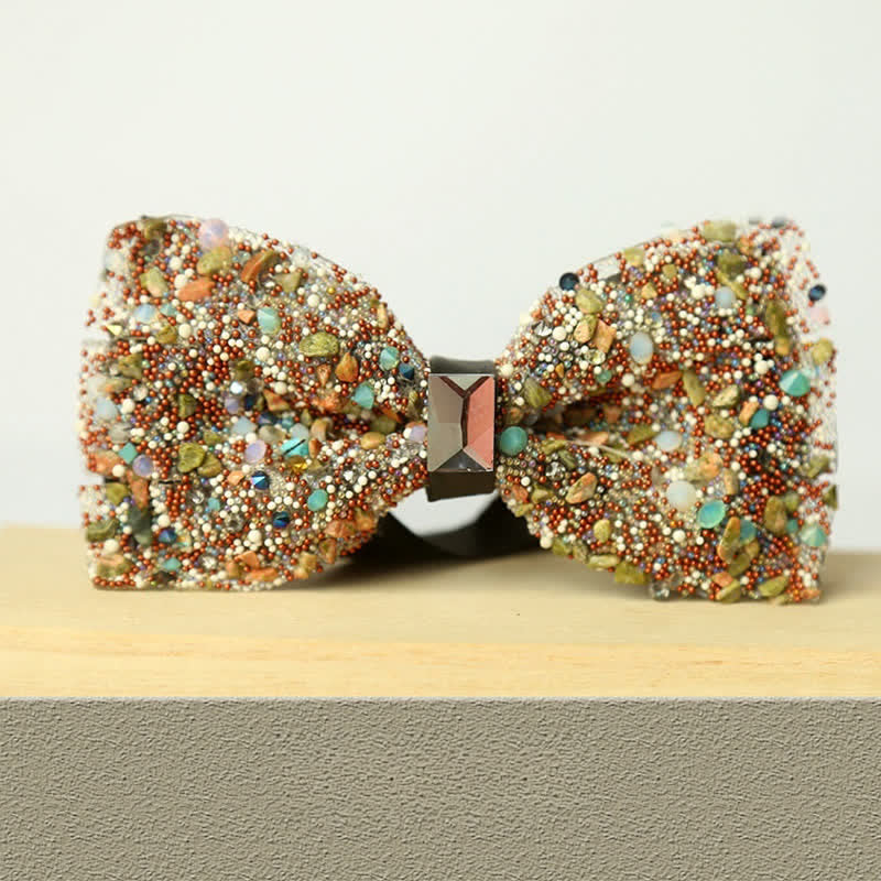 Nœud papillon multicolore pour homme avec pierres et cristaux