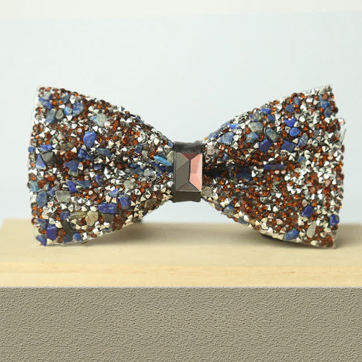 Nœud papillon multicolore pour homme avec pierres et cristaux