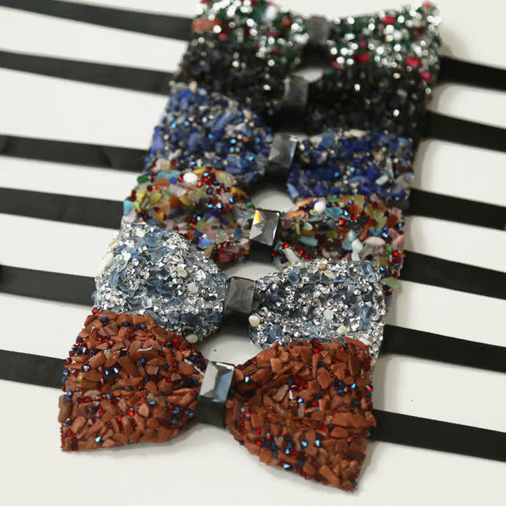 Nœud papillon multicolore pour homme avec pierres et cristaux