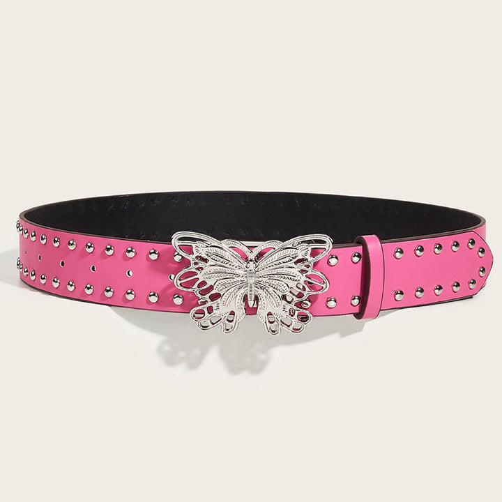 Ceinture en cuir cloutée à boucle papillon style cowgirl western pour femme