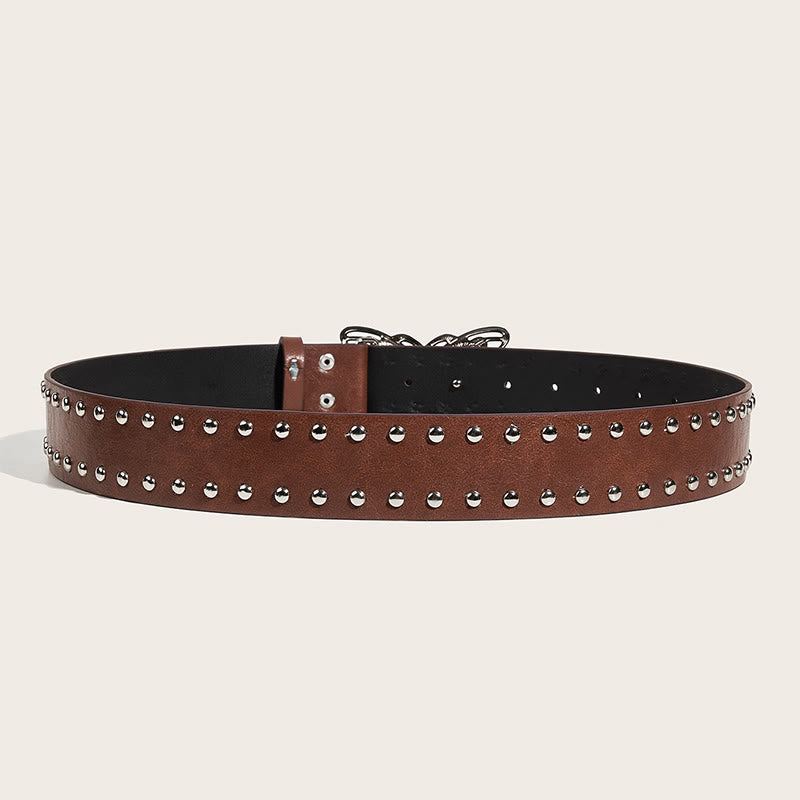 Ceinture en cuir cloutée à boucle papillon style cowgirl western pour femme