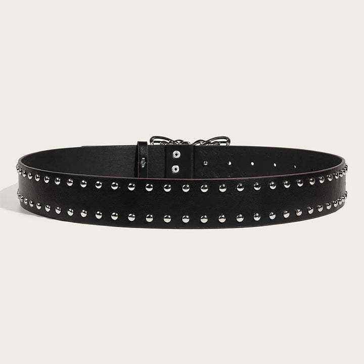 Ceinture en cuir cloutée à boucle papillon style cowgirl western pour femme