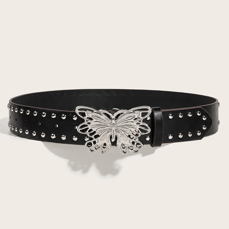 Ceinture en cuir cloutée à boucle papillon style cowgirl western pour femme
