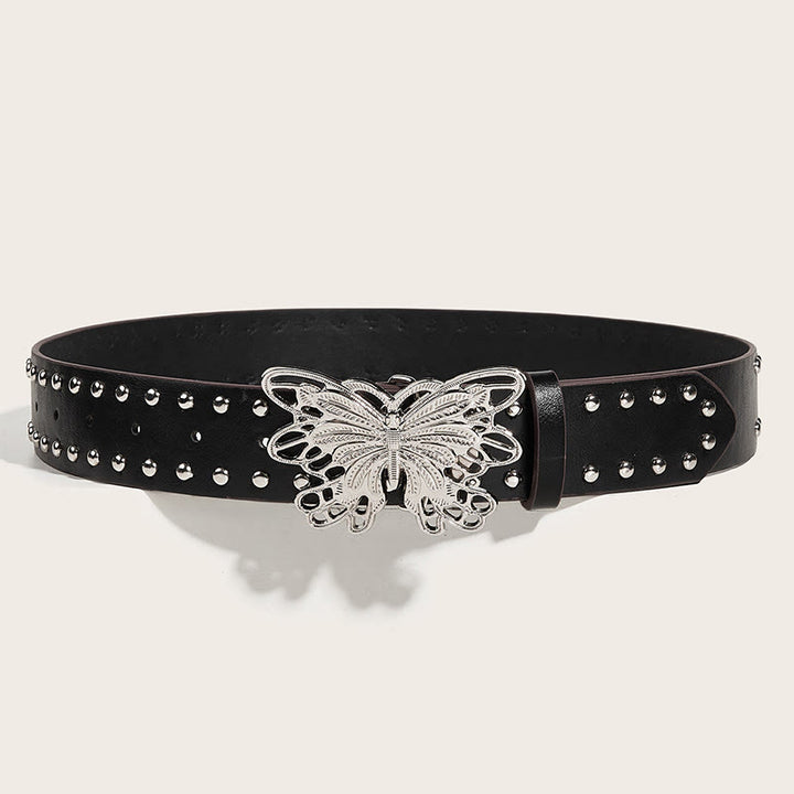 Ceinture en cuir cloutée à boucle papillon style cowgirl western pour femme