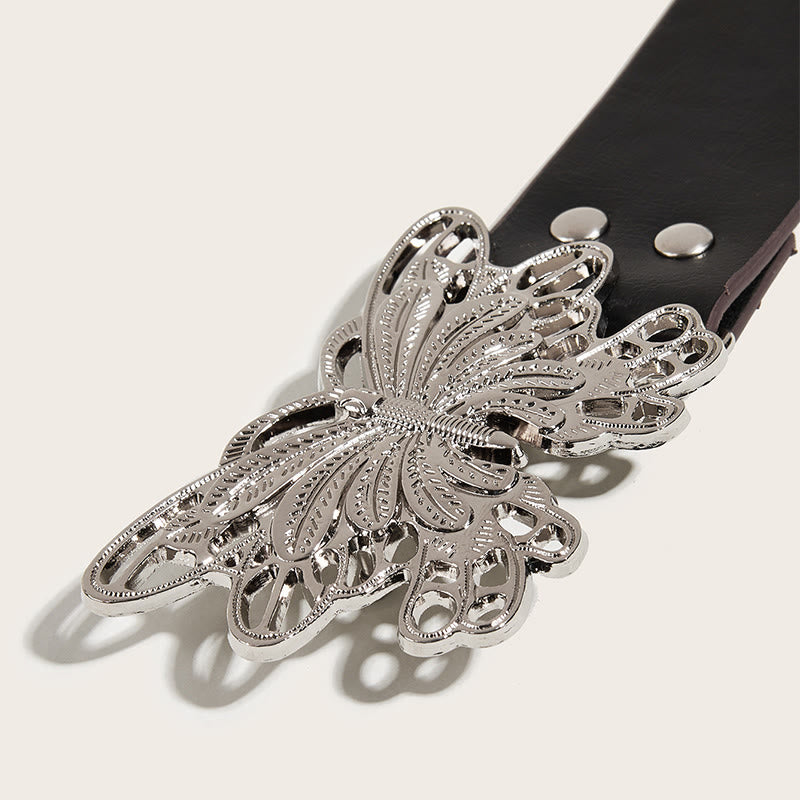 Ceinture en cuir cloutée à boucle papillon style cowgirl western pour femme