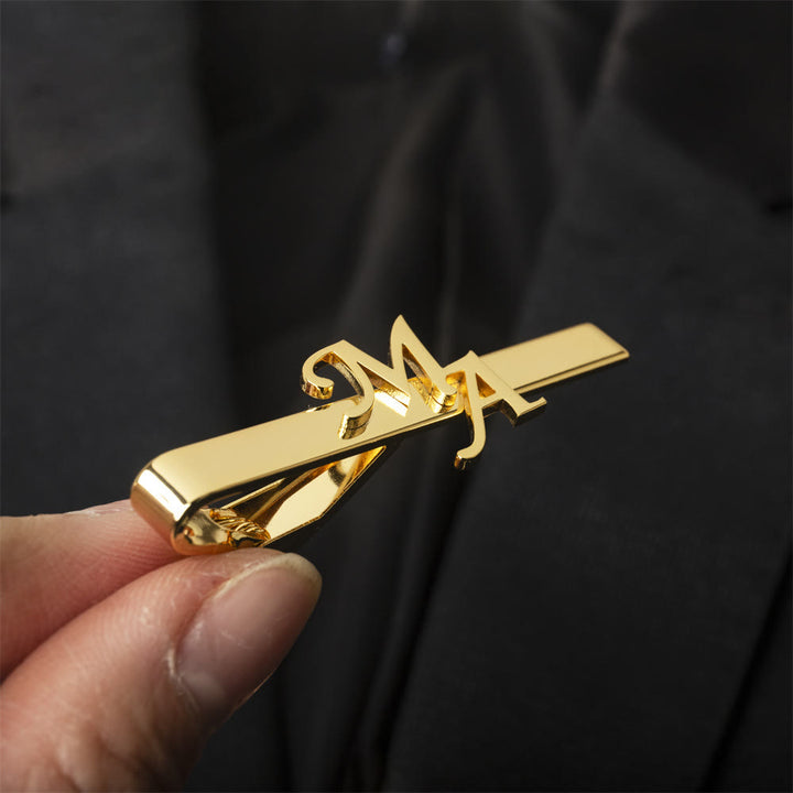 Pince à cravate de mariage avec votre initiale personnalisée