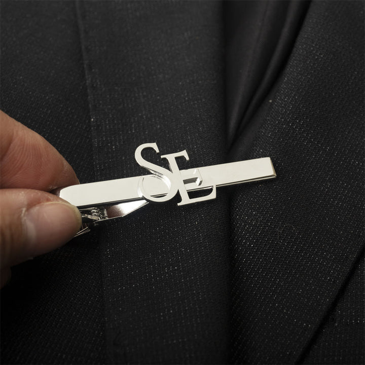Pince à cravate de mariage avec votre initiale personnalisée