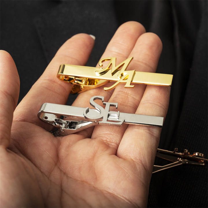 Pince à cravate de mariage avec votre initiale personnalisée
