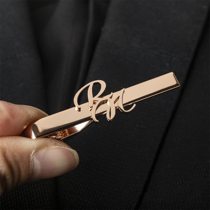 Pince à cravate de mariage avec votre initiale personnalisée