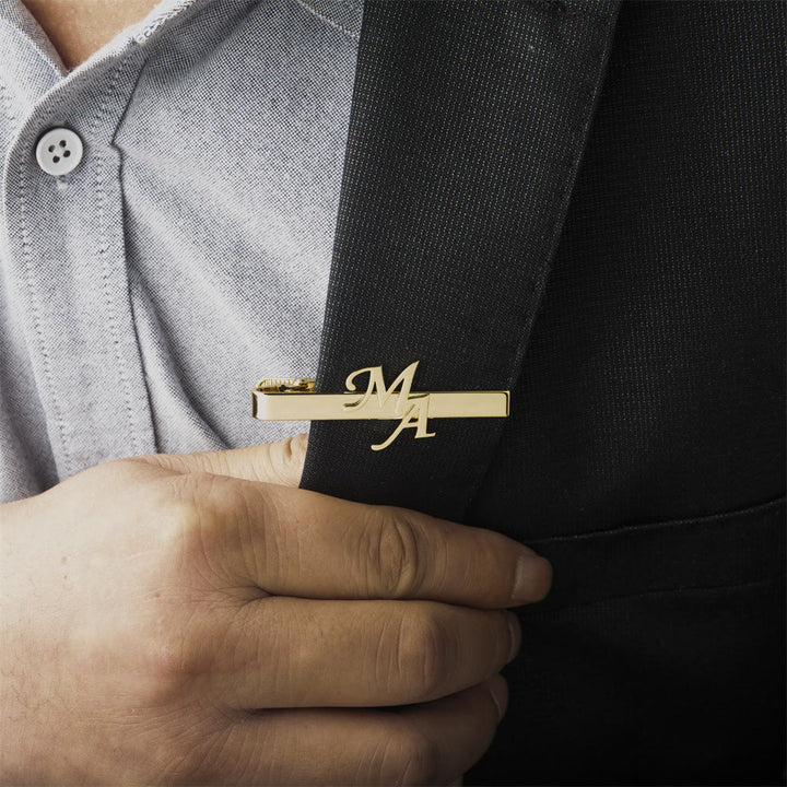 Pince à cravate de mariage avec votre initiale personnalisée