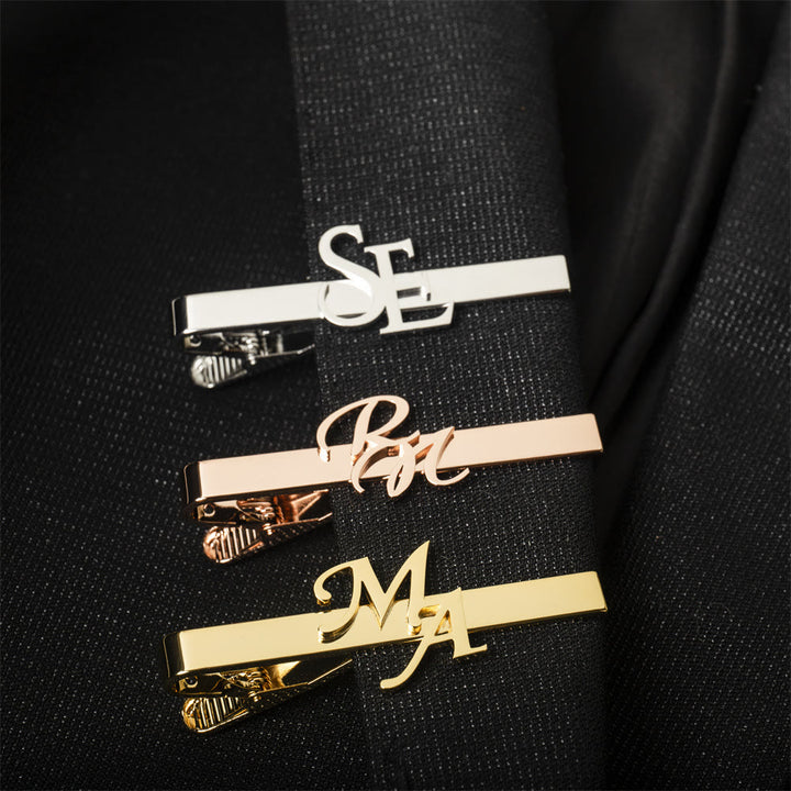 Pince à cravate de mariage avec votre initiale personnalisée