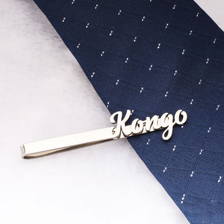 Pince à cravate de mariage personnalisée avec votre nom pour costume - Argent - image 5