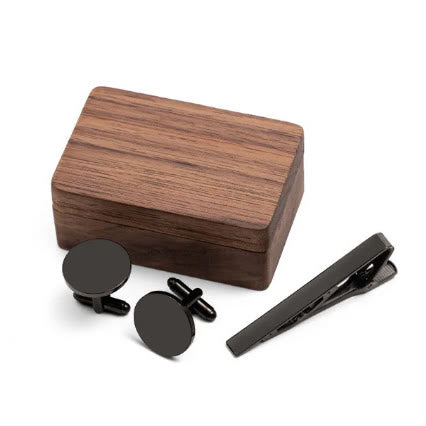 Boutons de manchette de mariage personnalisés avec texte pour hommes - Noir - image 8