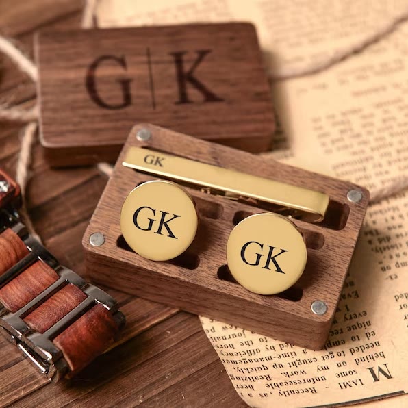 Boutons de manchette de mariage personnalisés avec texte pour hommes - image 2