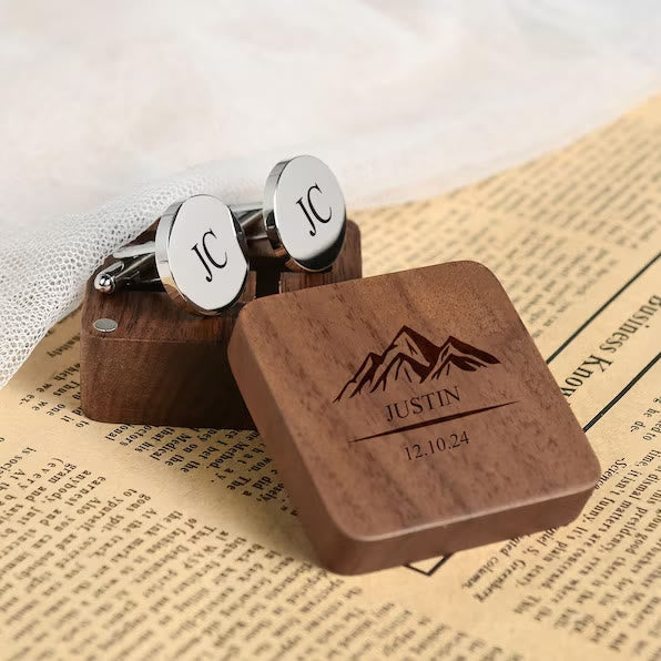 Boutons de manchette de mariage personnalisés avec texte pour hommes - image 1