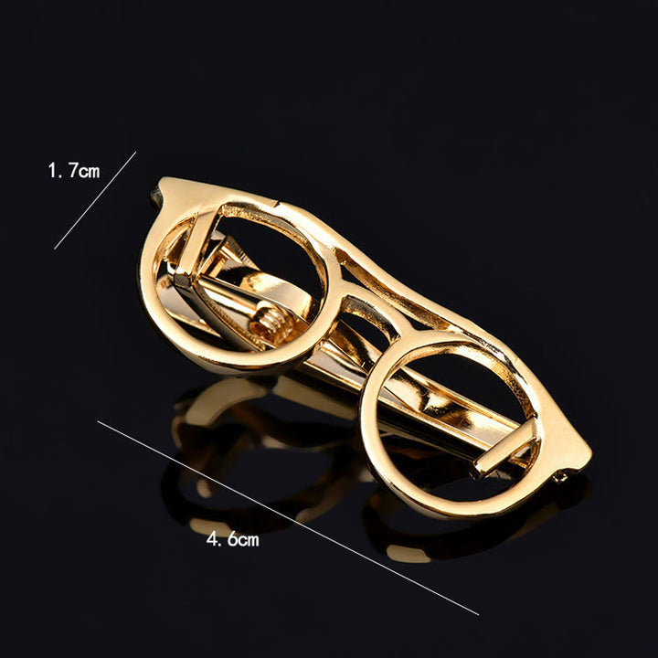 Pince à cravate pour lunettes dorées et argentées, idéale pour un costume quotidien