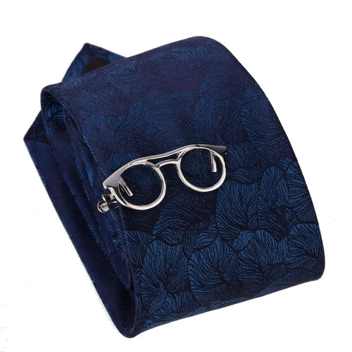 Pince à cravate pour lunettes dorées et argentées, idéale pour un costume quotidien