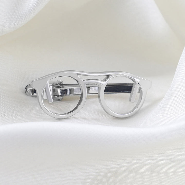Pince à cravate pour lunettes dorées et argentées, idéale pour un costume quotidien