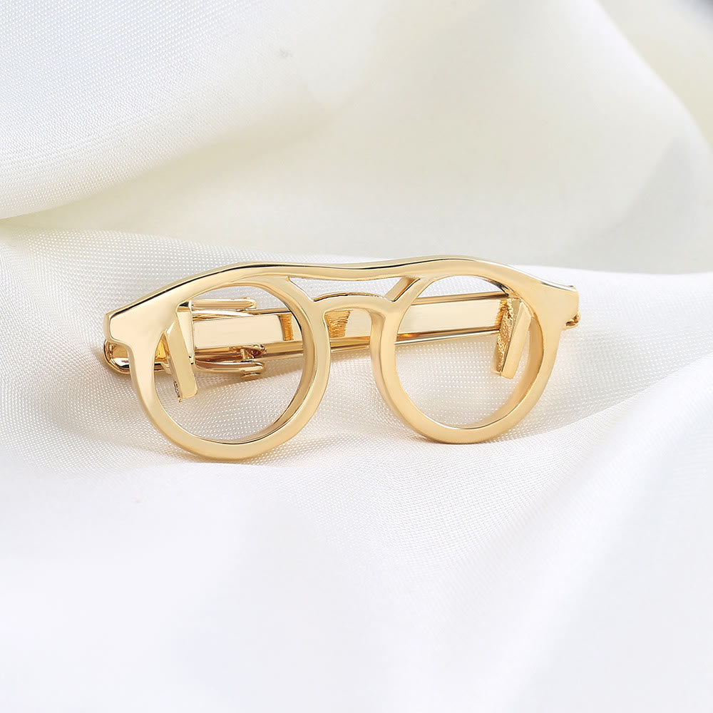 Pince à cravate pour lunettes dorées et argentées, idéale pour un costume quotidien