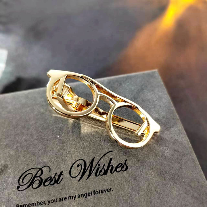 Pince à cravate pour lunettes dorées et argentées, idéale pour un costume quotidien
