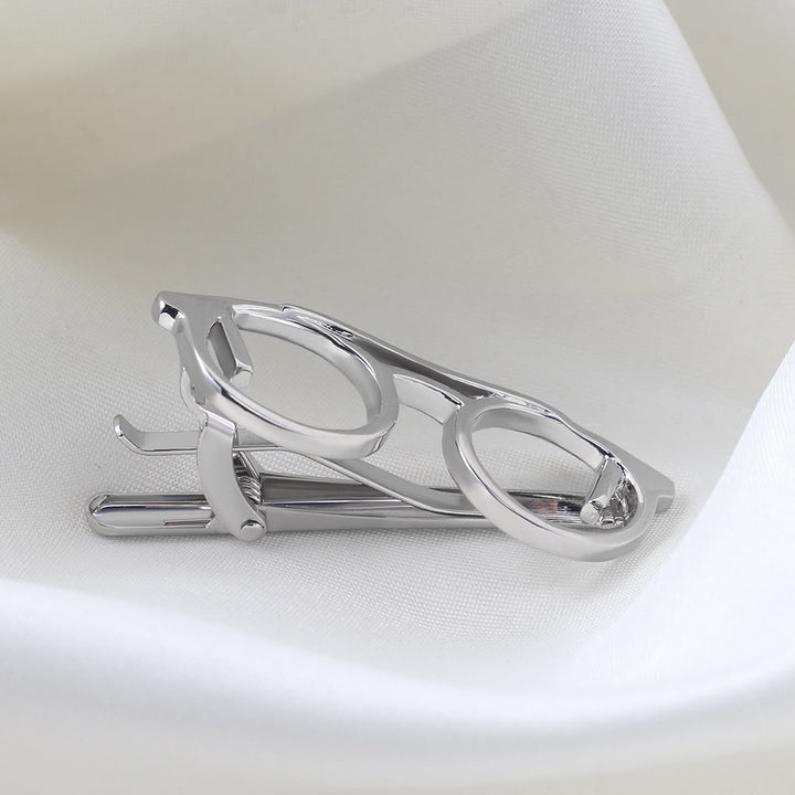 Pince à cravate pour lunettes dorées et argentées, idéale pour un costume quotidien