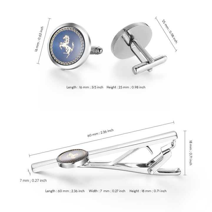 Ensemble de boutons de manchette de cravate cheval au galop pour costume de mariage