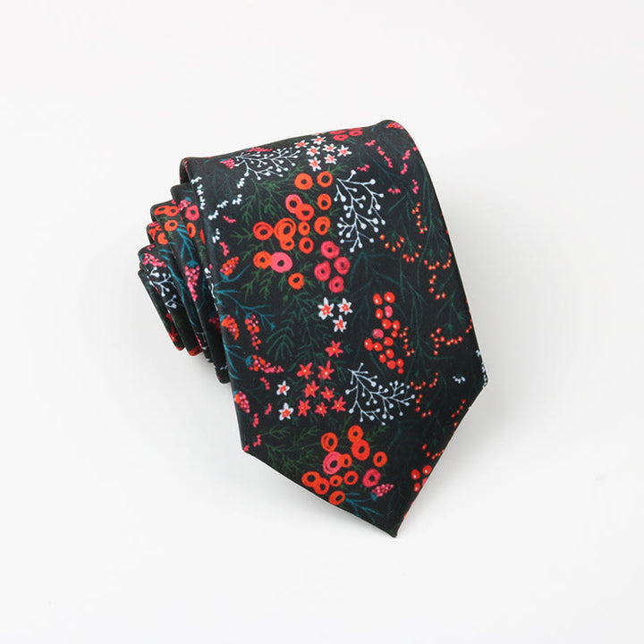 Cravate à motif floral pour homme, motif baies forestières
