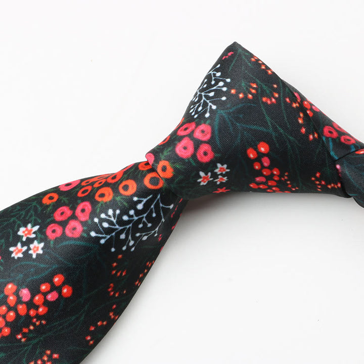 Cravate à motif floral pour homme, motif baies forestières