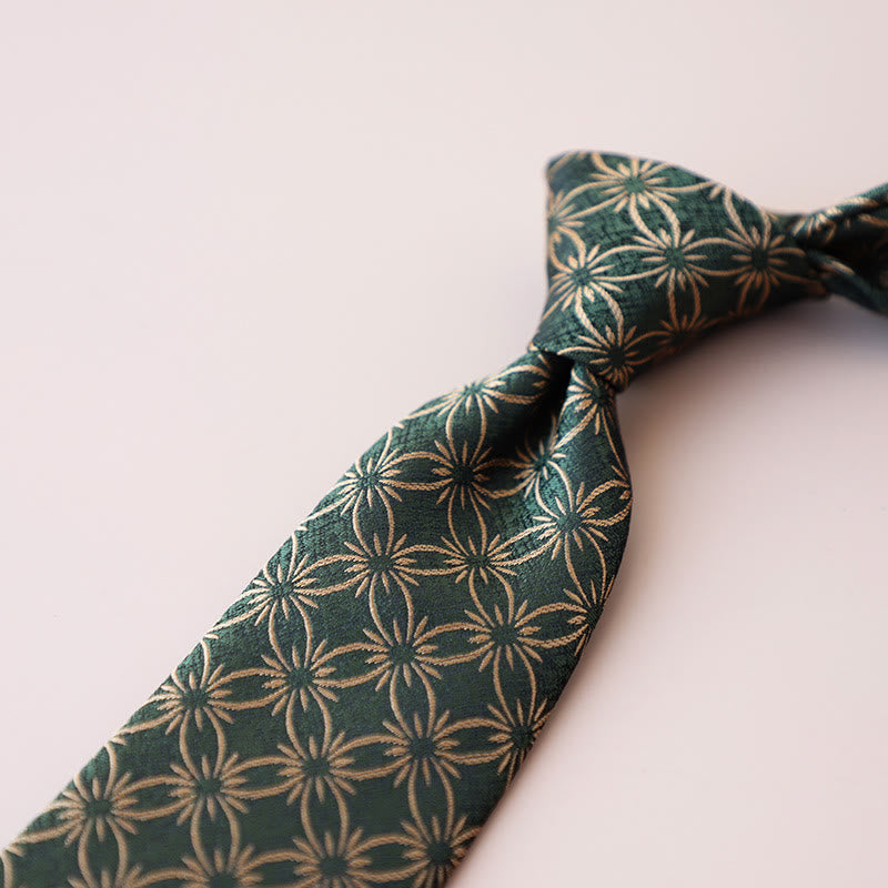 Cravate à motif floral vert marguerite pour homme