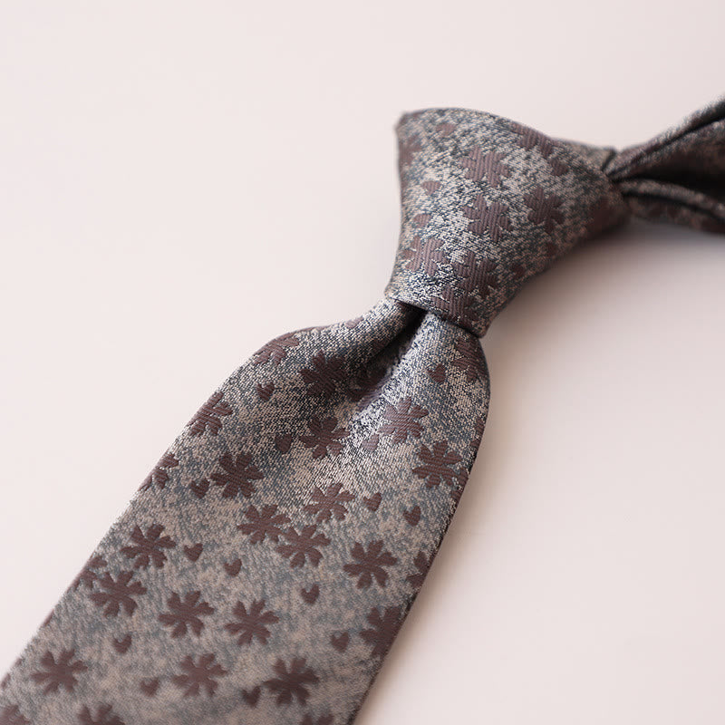Cravate à mini motifs floraux en chocolat pour homme