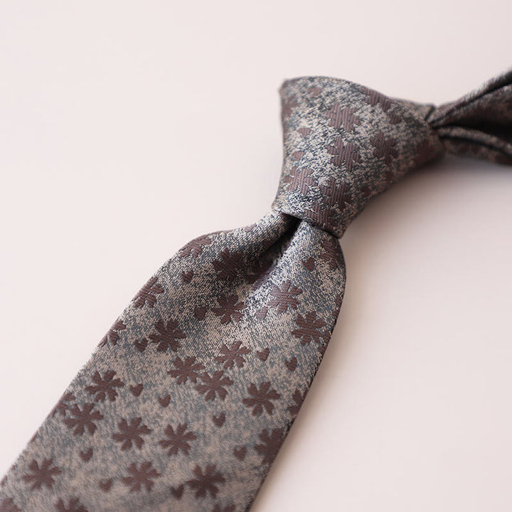 Cravate à mini motifs floraux en chocolat pour homme