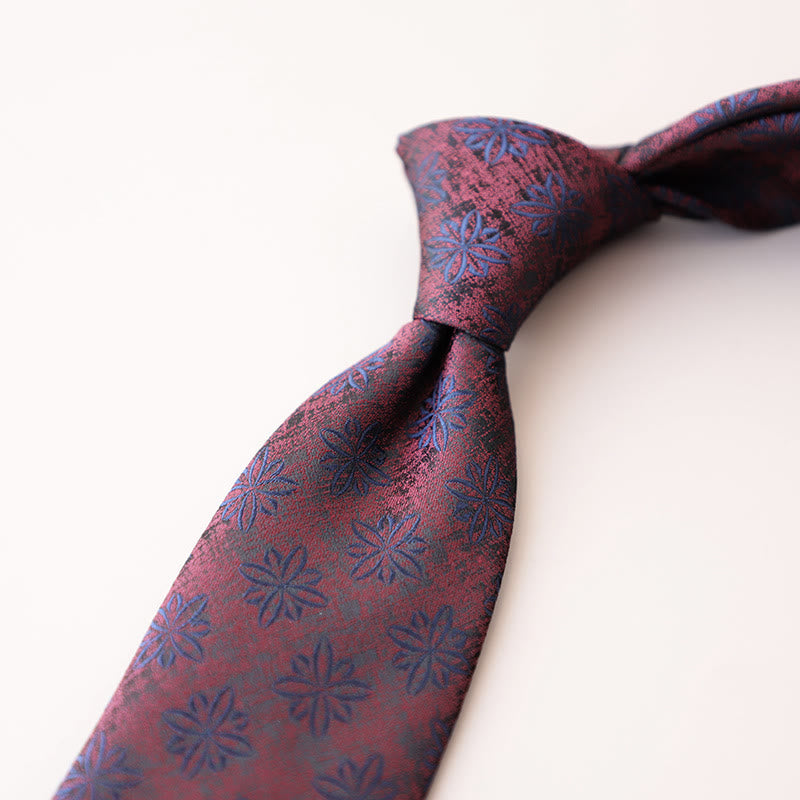 Cravate pour homme à motif de fleurs violettes et vertes