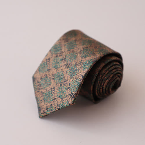 Cravate pour homme à motif de fleurs violettes et vertes