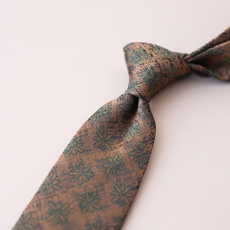 Cravate pour homme à motif de fleurs violettes et vertes