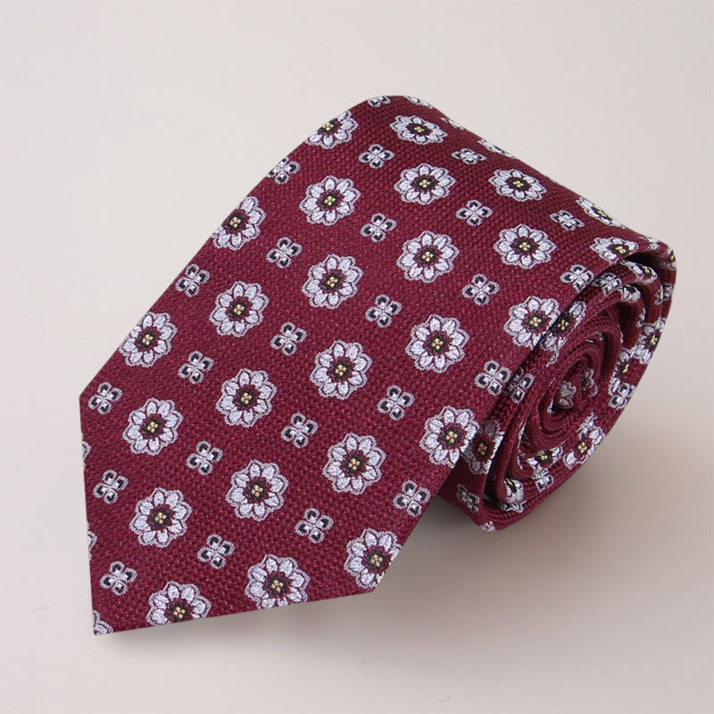 Cravate en soie de mûrier à mini fleurs bleues pour homme
