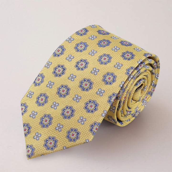 Cravate en soie de mûrier à mini fleurs bleues pour homme