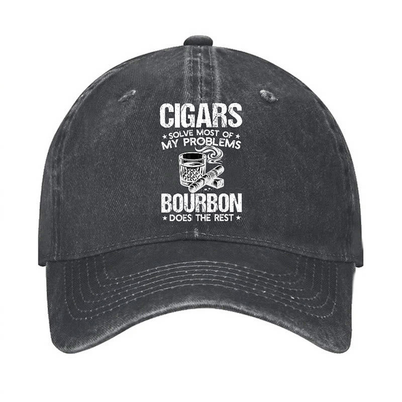 Casquette de baseball ajustable « Cigares et vin : résolvez les problèmes »