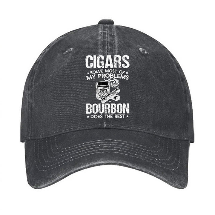 Casquette de baseball ajustable « Cigares et vin : résolvez les problèmes »