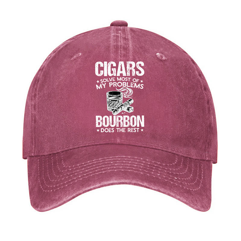 Casquette de baseball ajustable « Cigares et vin : résolvez les problèmes »