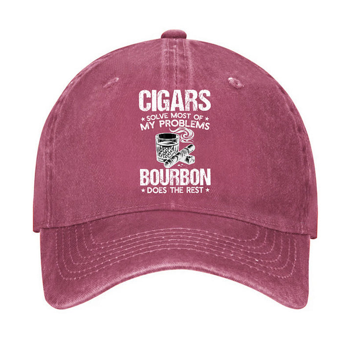 Casquette de baseball ajustable « Cigares et vin : résolvez les problèmes »