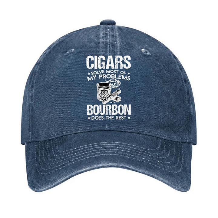 Casquette de baseball ajustable « Cigares et vin : résolvez les problèmes »