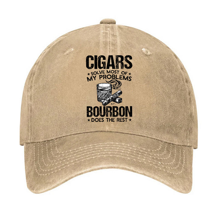 Casquette de baseball ajustable « Cigares et vin : résolvez les problèmes »