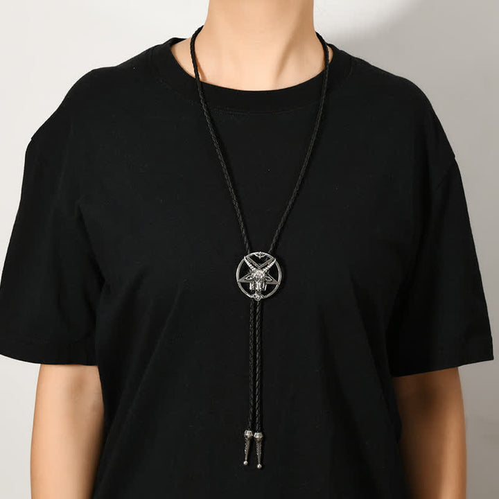 Cravate bolo vintage hexagramme taureau élan astrolabe