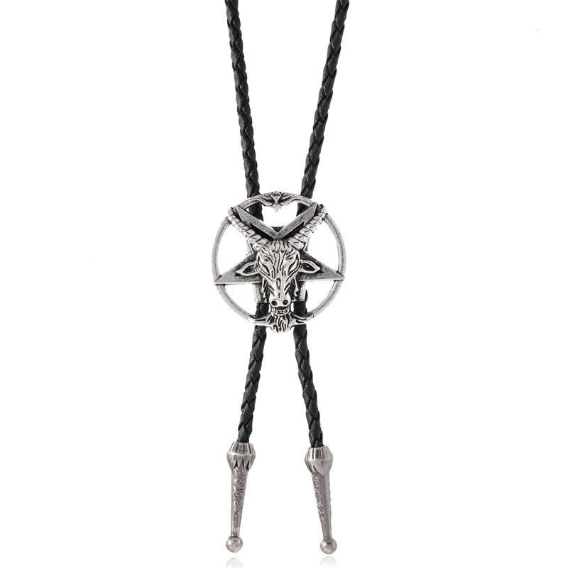 Cravate bolo vintage hexagramme taureau élan astrolabe